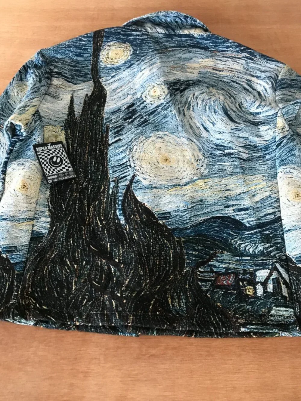 Super Massive Van Gogh Starry Night Tapestry Jacket Men M Blue Button Up Art